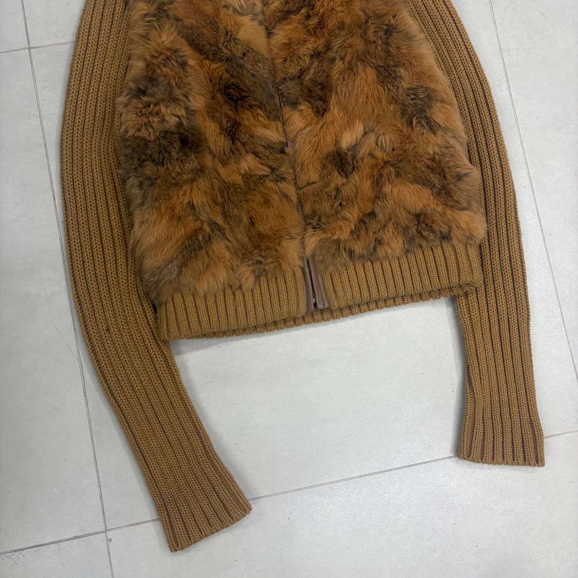Rabbit fur knit zip up 상품이미지2