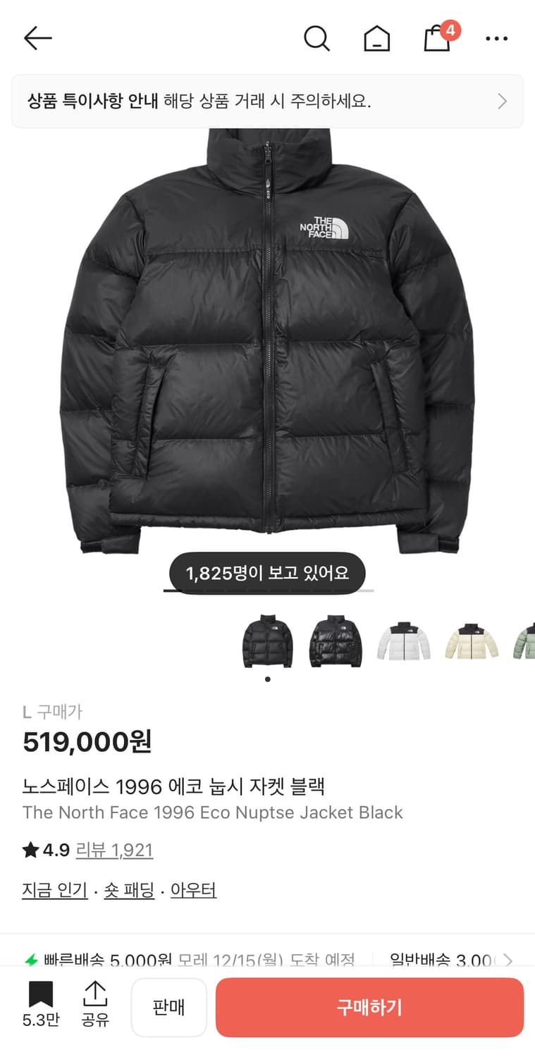 (SS급) 노스페이스 1996 에코 눕시 블랙 상품이미지1