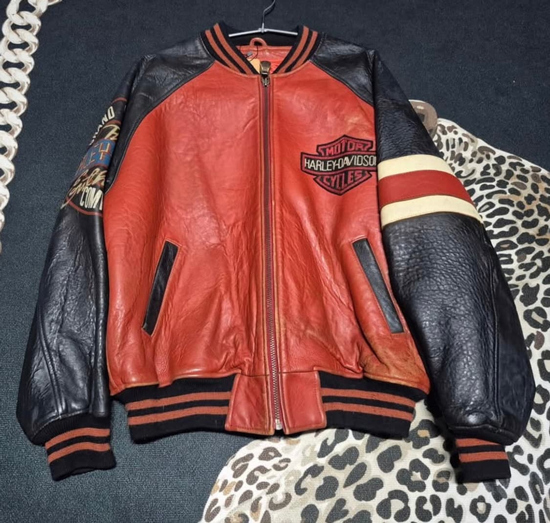 (희귀) 90's 할리 데이비스 그랜드 슬램 올드스쿨 레더 자켓 L 상품이미지1