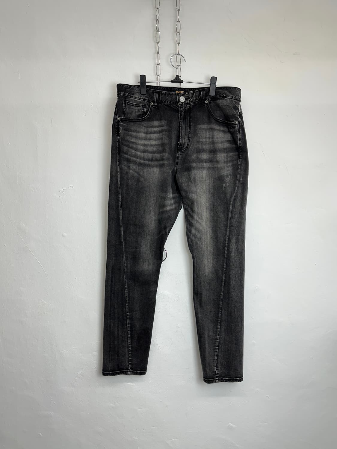 EVISU Black Faded Seagull Graphic Denim  상품이미지5