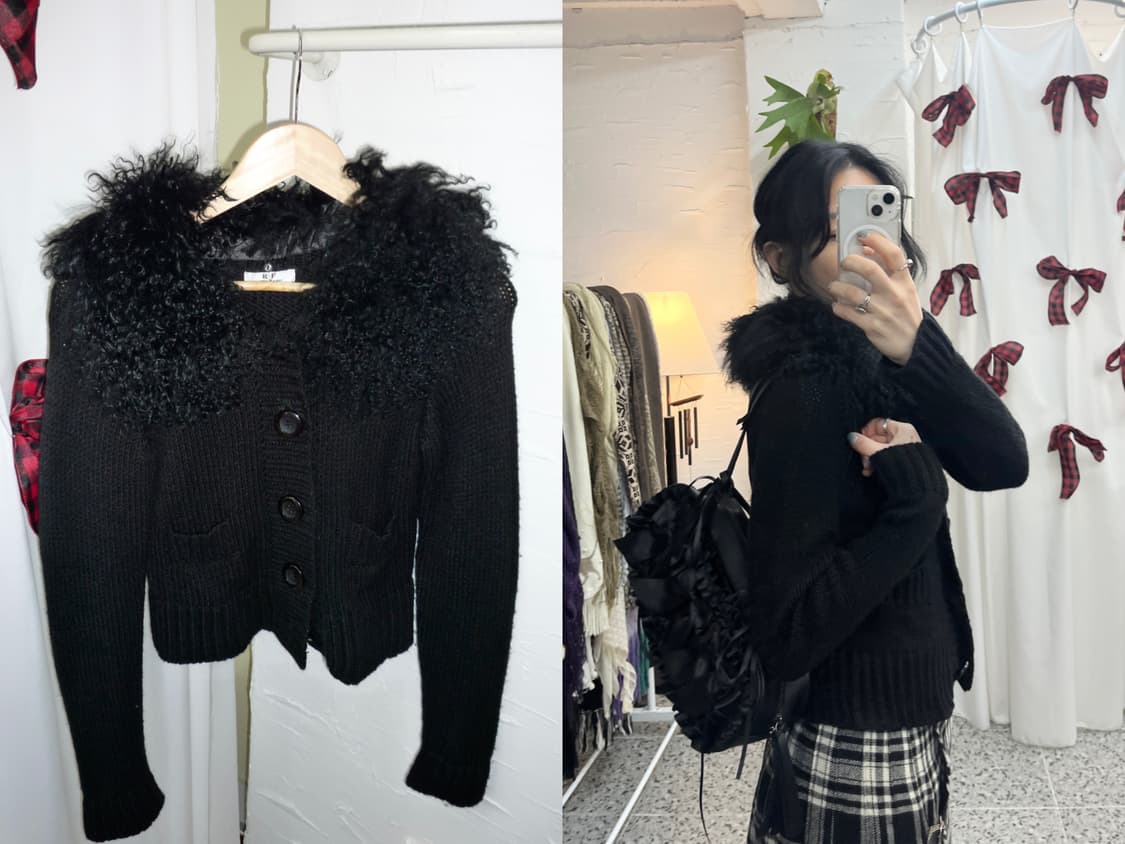 chic fur black cardigan 상품이미지1