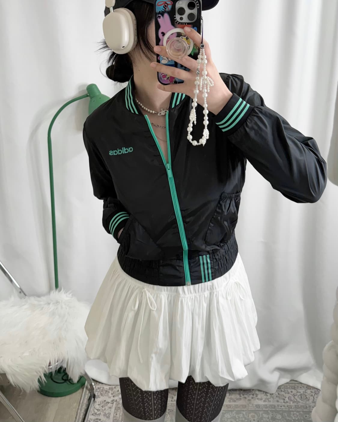 아디다스 블랙 & 민트 바람막이 집업 자켓 상품이미지2