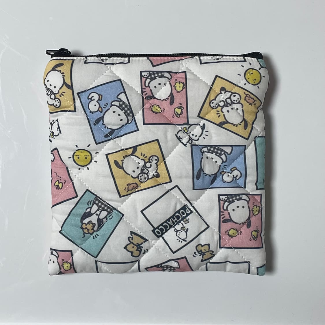 [ 핸드메이드 ] 포치코 사각 자체제작 원단 정사삭 파우치 상품이미지1