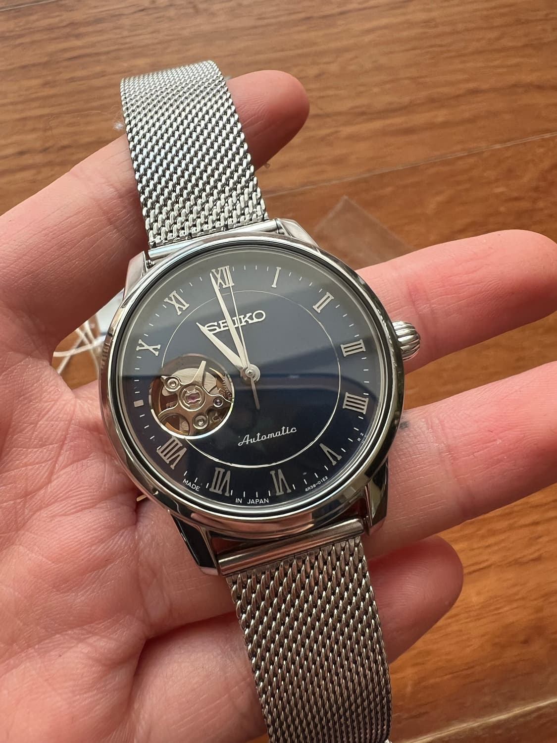 세이코 프레사지 오픈하트 오토매틱 청판 로만인덱스 34mm 남녀공용 상품이미지2