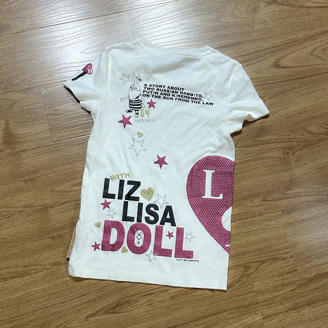 리즈리사돌 반짝이 레터링 반팔 티셔츠 빈티지 히메갸루 긱시크 리즈리사 상품이미지2