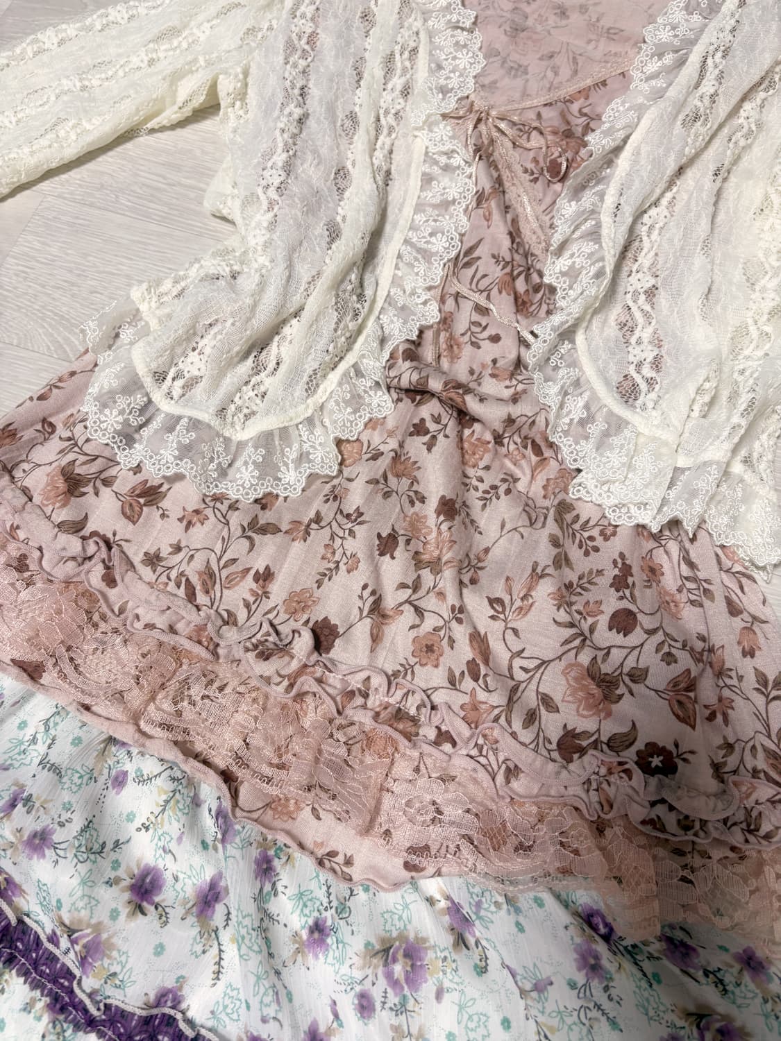 일본 빈티지 레이스 아이보리 가디건 상품이미지4