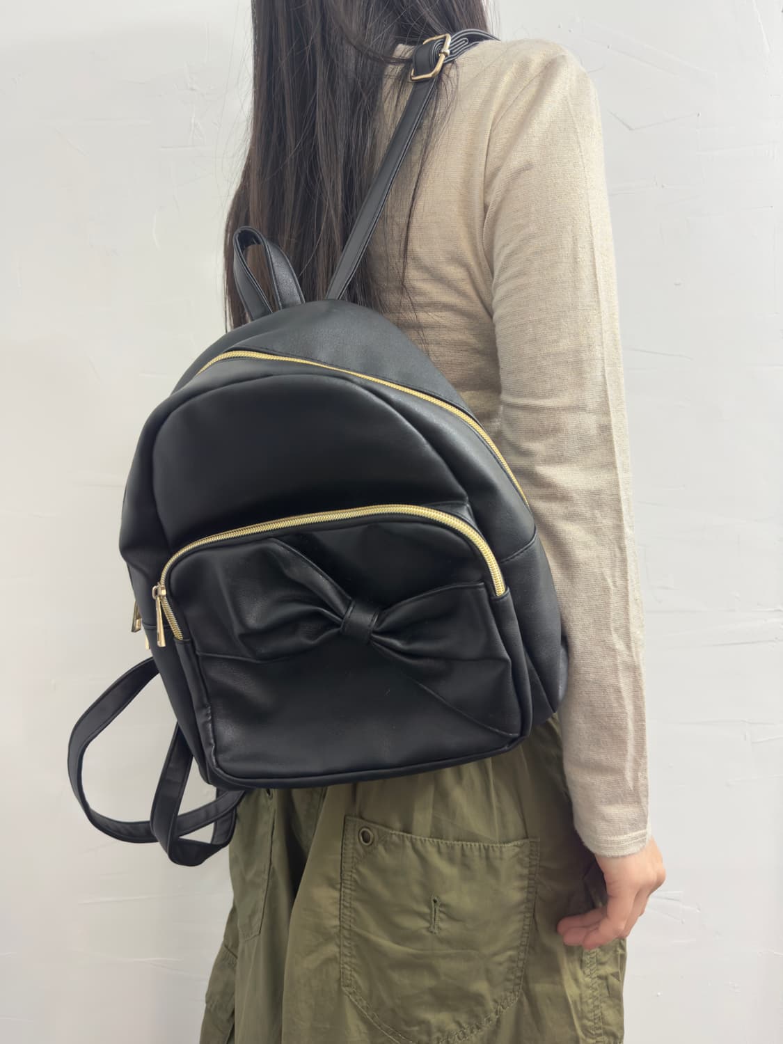 ribbon leather backpack 상품이미지4