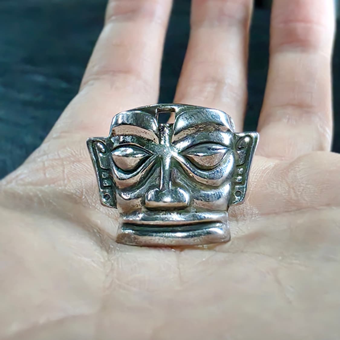 Effigy 실버 남자 엔틱 빈티지 명품 석상 부족 얼굴 반지 상품이미지5