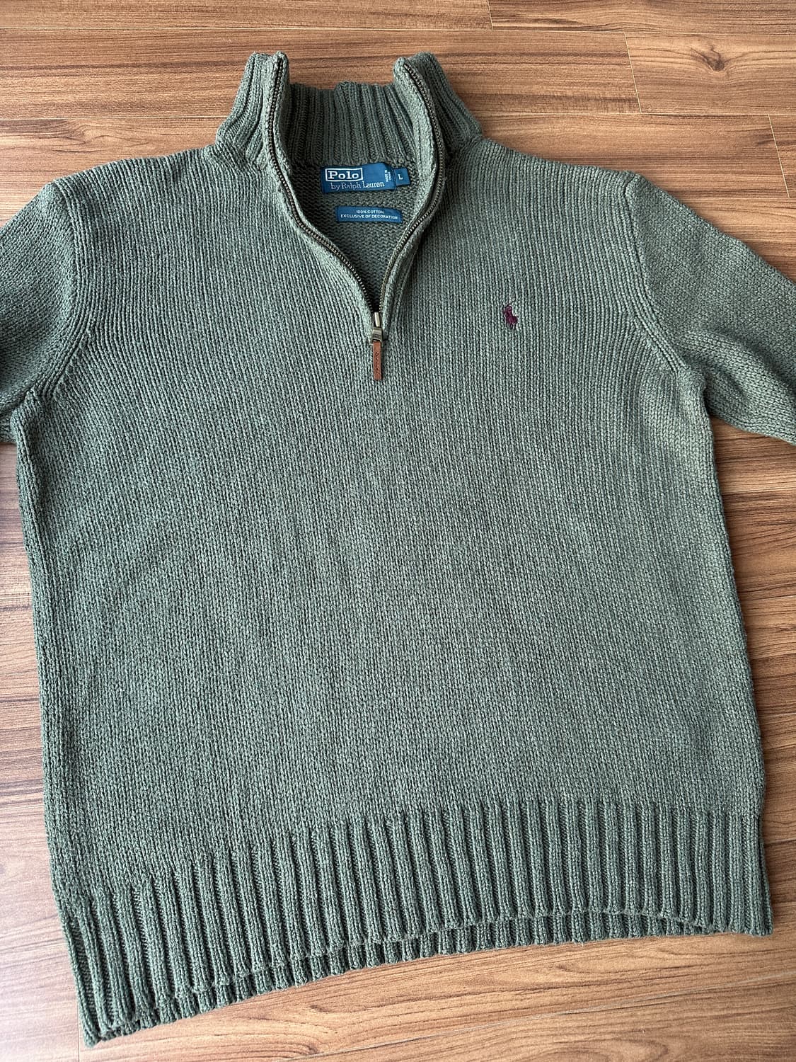 폴로 반집업 니트 올리브그린 L 상품이미지6