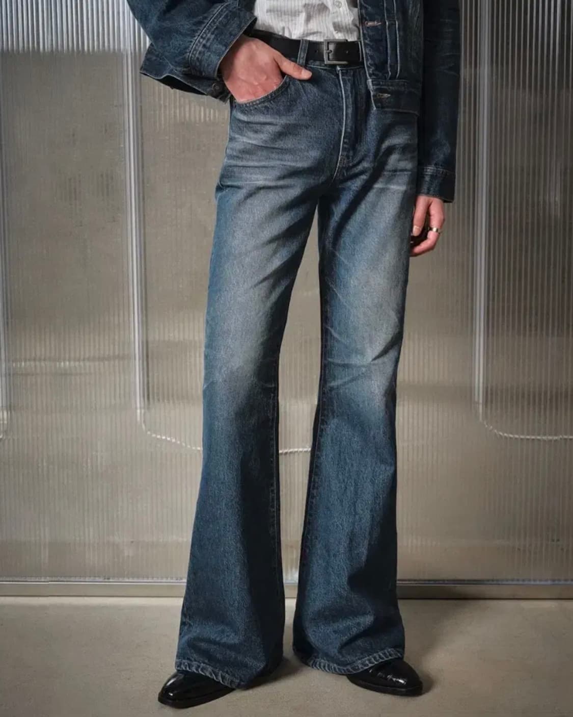 엘무드 잔느 플레어 데님 프렌치 블루 44 청바지 lmood 상품이미지1