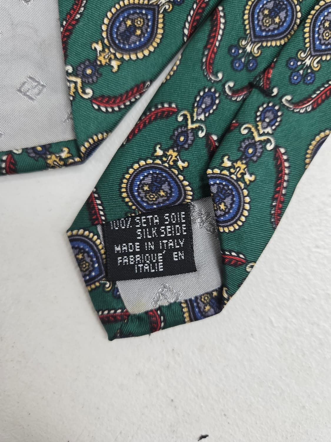 펜디 빈티지 페이즐리 패턴 실크 넥타이 그린 상품이미지4