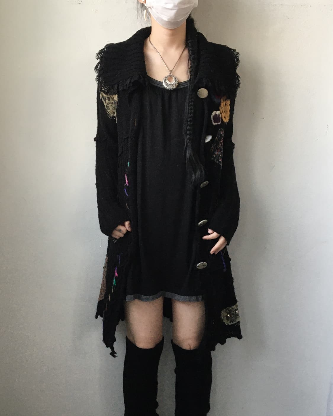 Patch stitch point knit long cardigan 상품이미지7