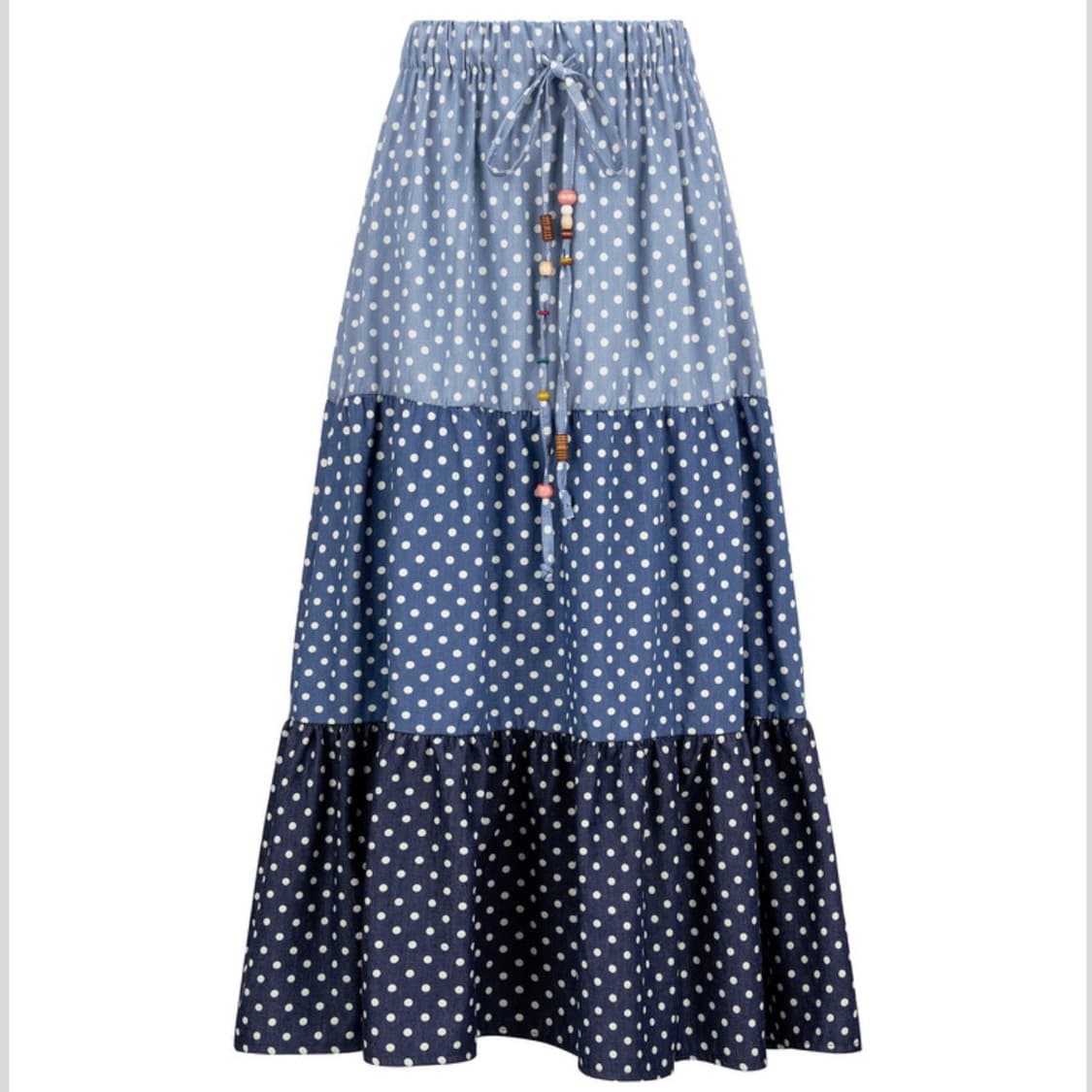 [F.E.E.S] dot denim tiered skirt  상품이미지1