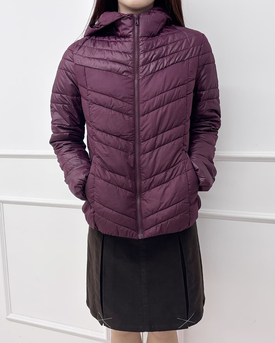 GU 빈티지 퍼플 경량 후디 패딩 상품이미지5