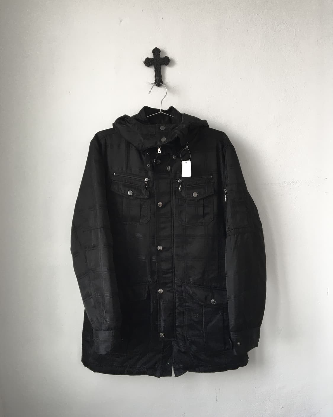 Check pattern high neck hood jacket 상품이미지2