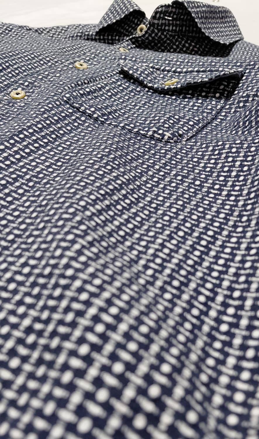 [LL] 일본 브랜드 Mitsumine 네이비 도트 텍스처 긴팔 셔츠 상품이미지7