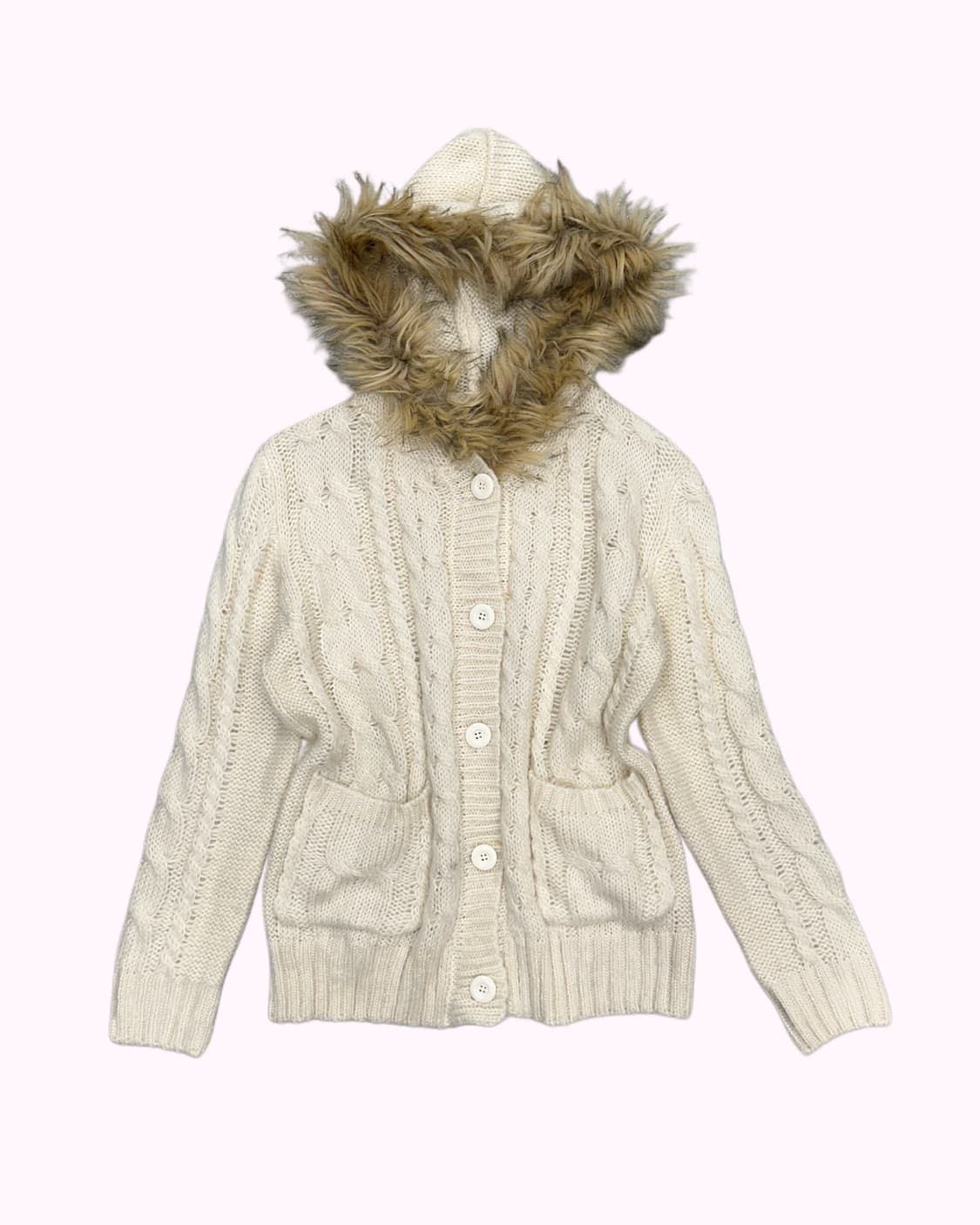 ivory pocket fur hood cardigan 상품이미지2
