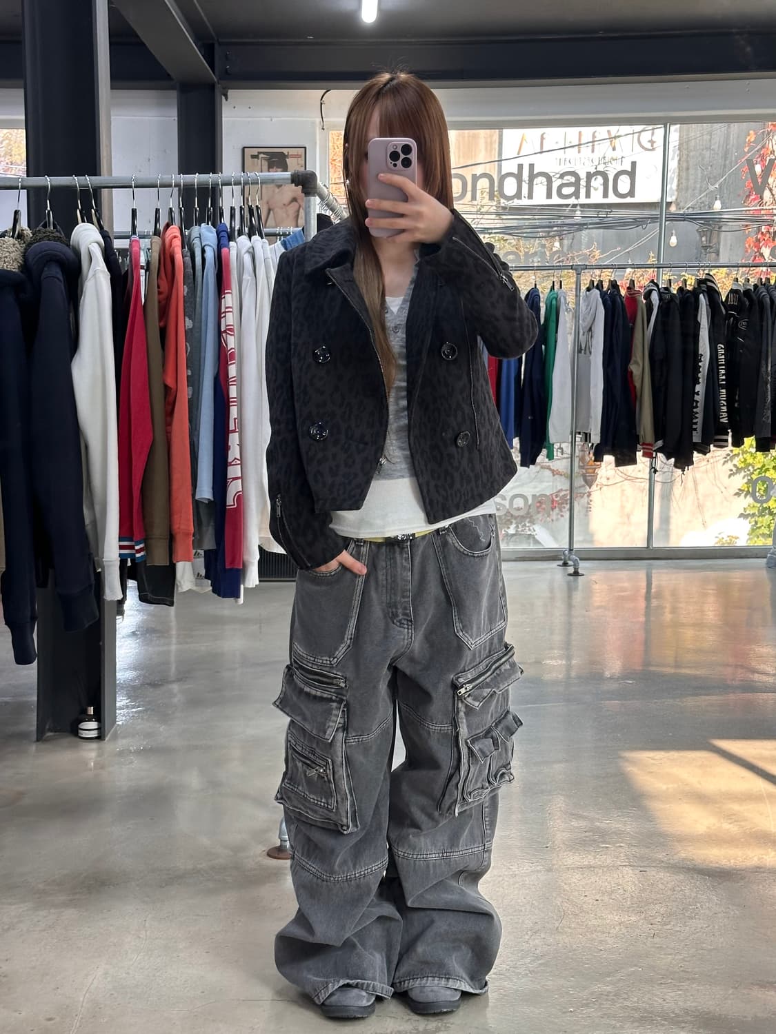 히스테릭글래머 레오파드 사선지퍼 버튼 울자켓 상품이미지2