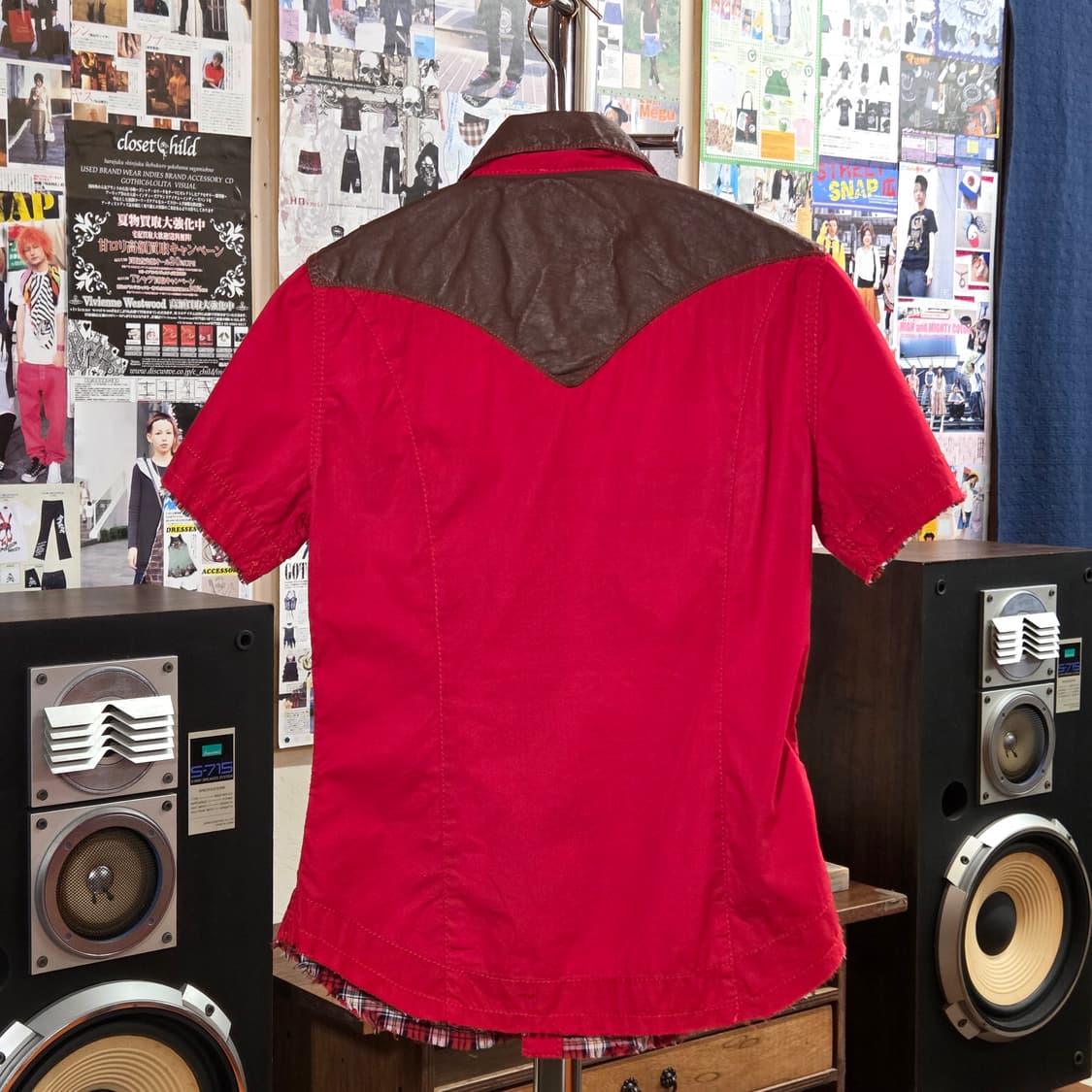 JPN 돈피 레드 웨스턴 반팔 셔츠 상품이미지5