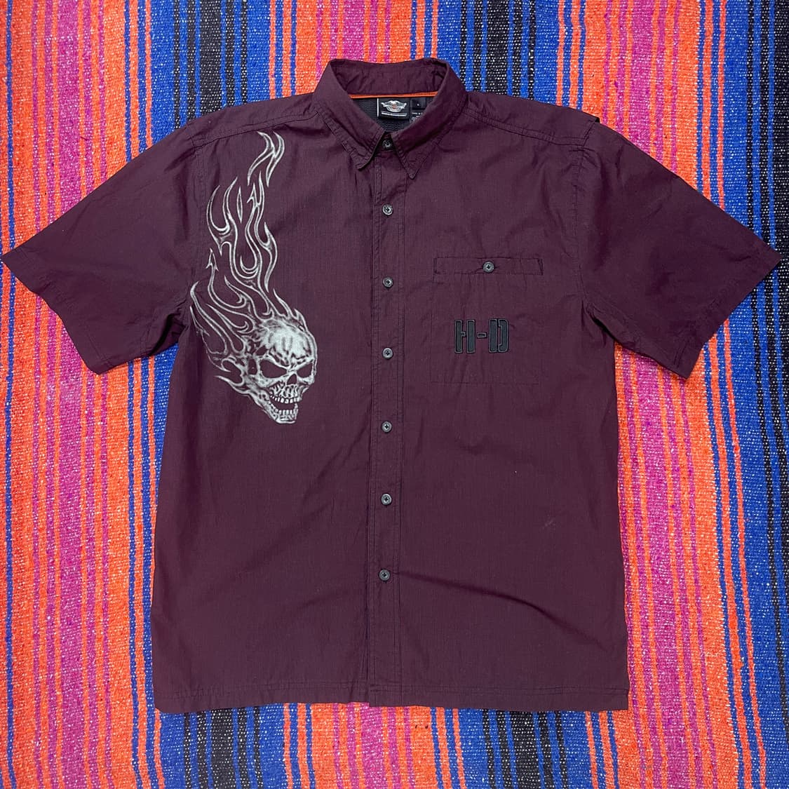 할리데이비슨 반팔셔츠 빈티지 남방 스컬 바이크 상품이미지3