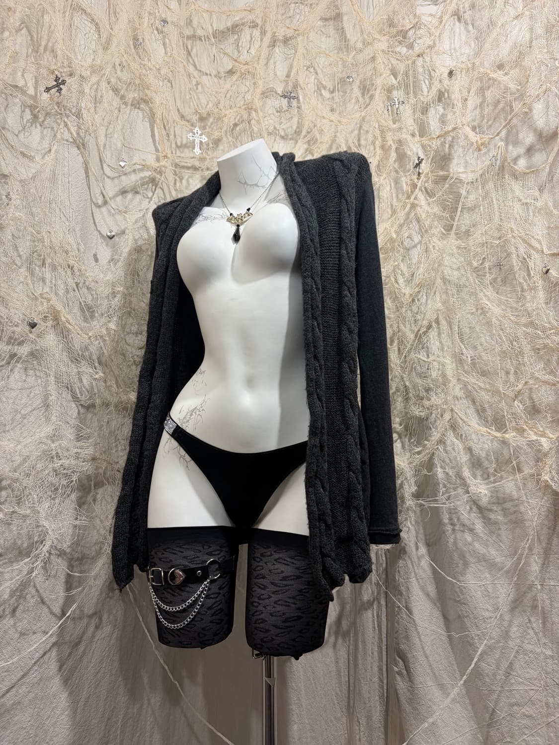 00‘s Grunge cable knit Cardigan 상품이미지6