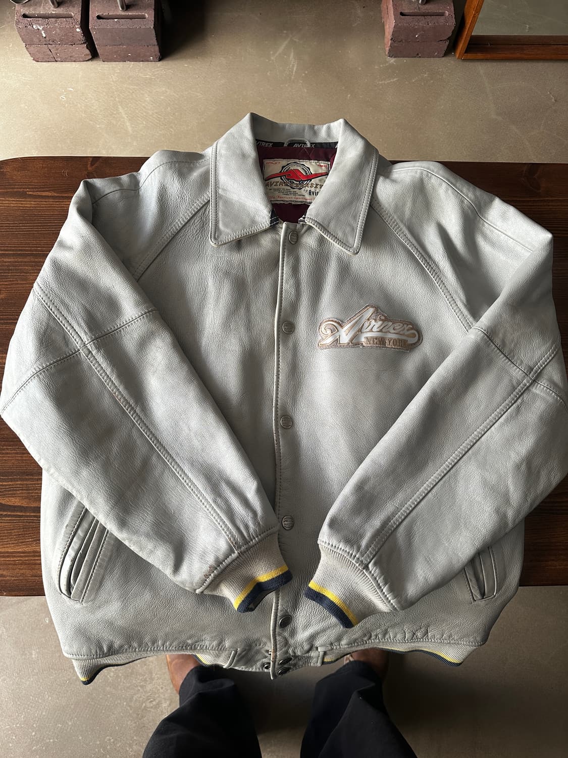90s 아비렉스 소가죽 레더 바시티 자켓 상품이미지2