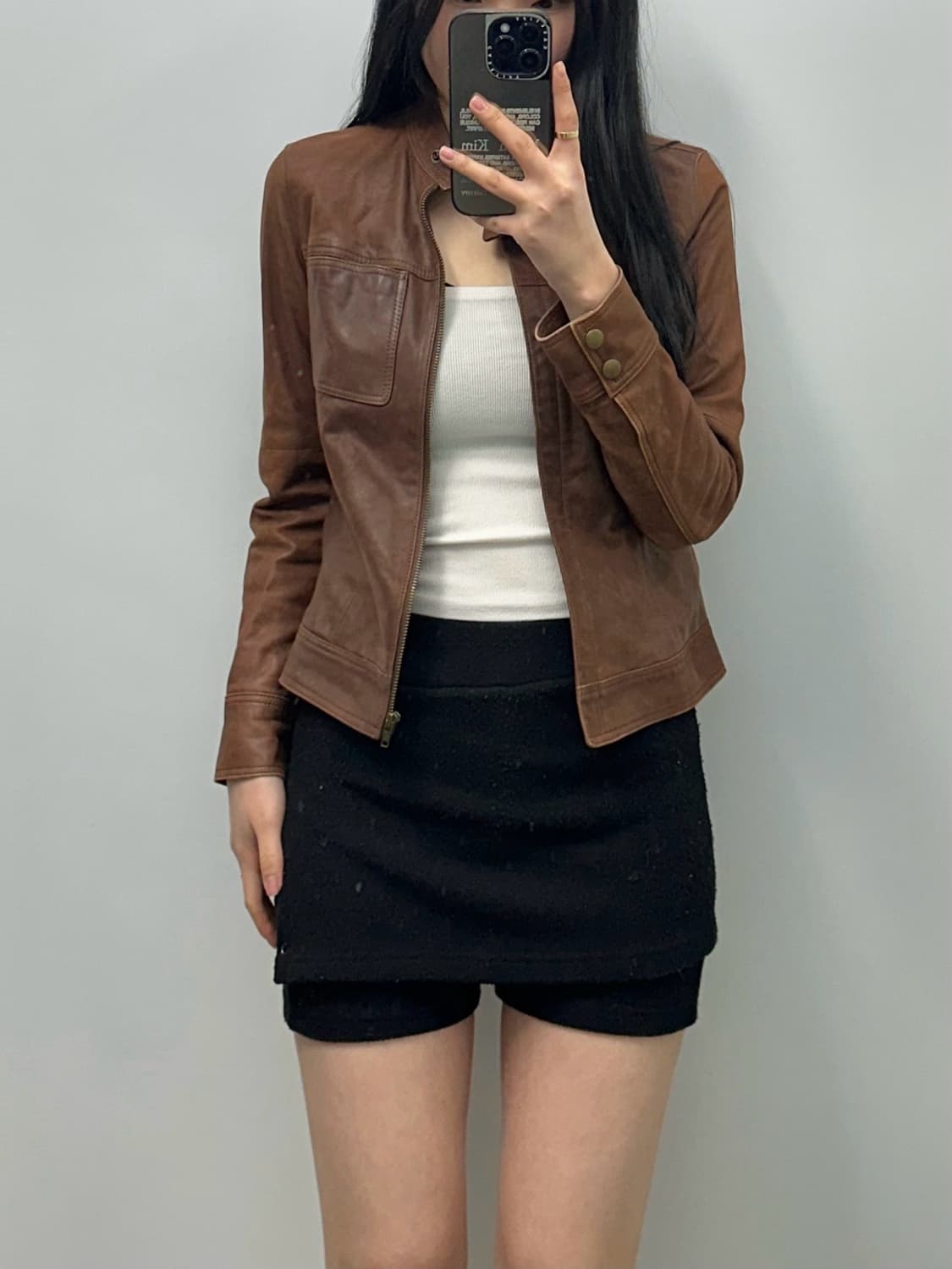 Vintage 빈티지 브라운 양가죽 레더 자켓 상품이미지2