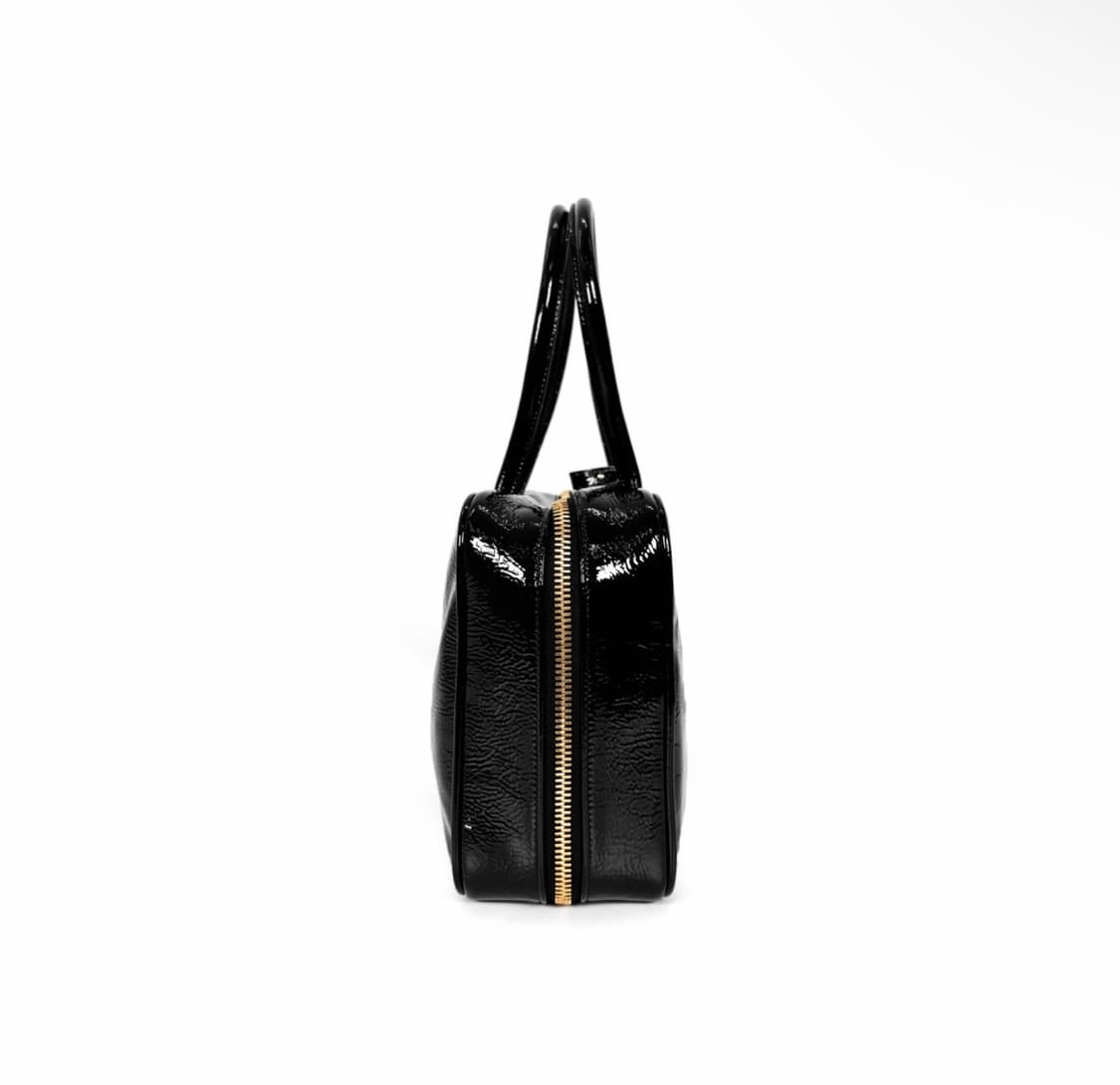 [OS] 미우미우 여성 나플락 페이턴트 레더 보 백 토트백 금장 블랙 상품이미지2