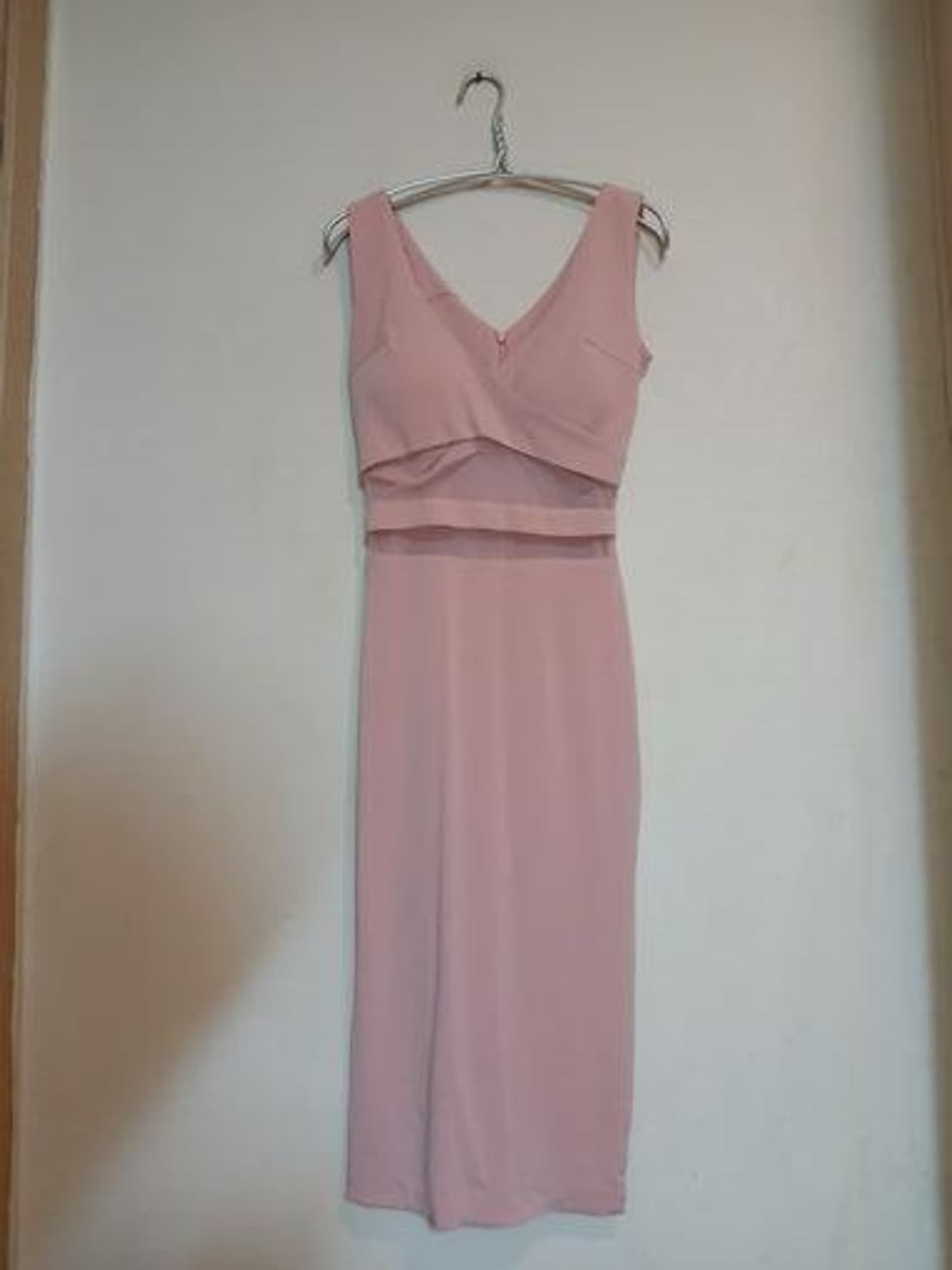 새상품) 파티룩 크롭 딥브이 레이스 슬림 원피스 민소매 드레스 섹시 홀복 상품이미지1