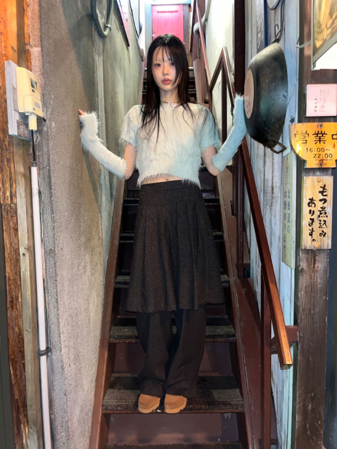 피치 도트 플리츠 상품이미지1