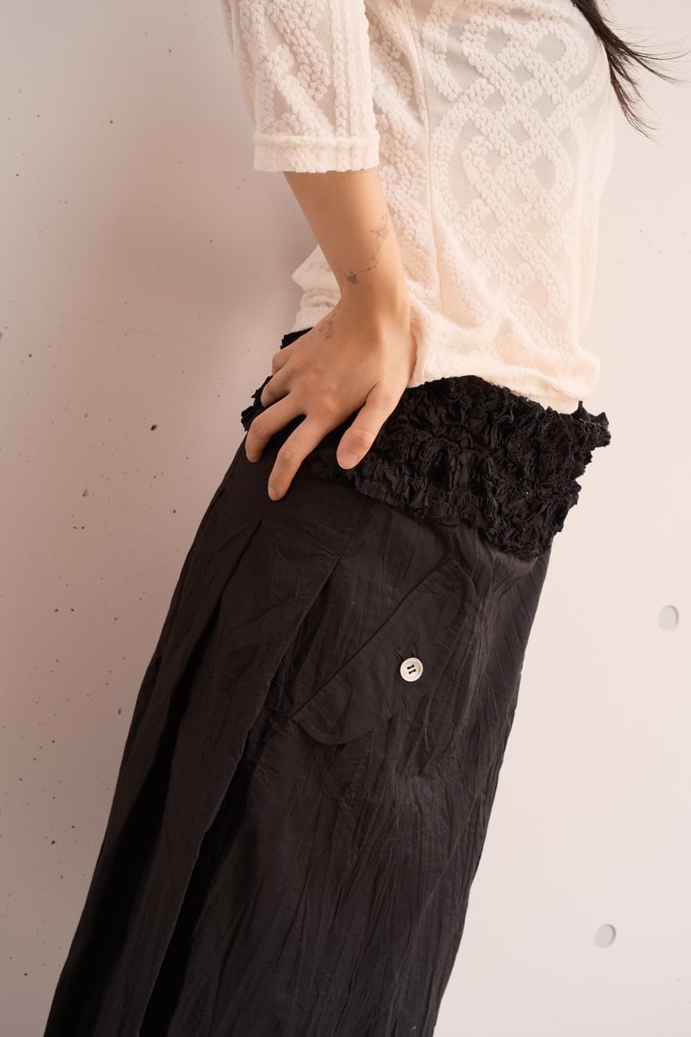Frill belt pleated wrinkle wrap skirt 상품이미지5