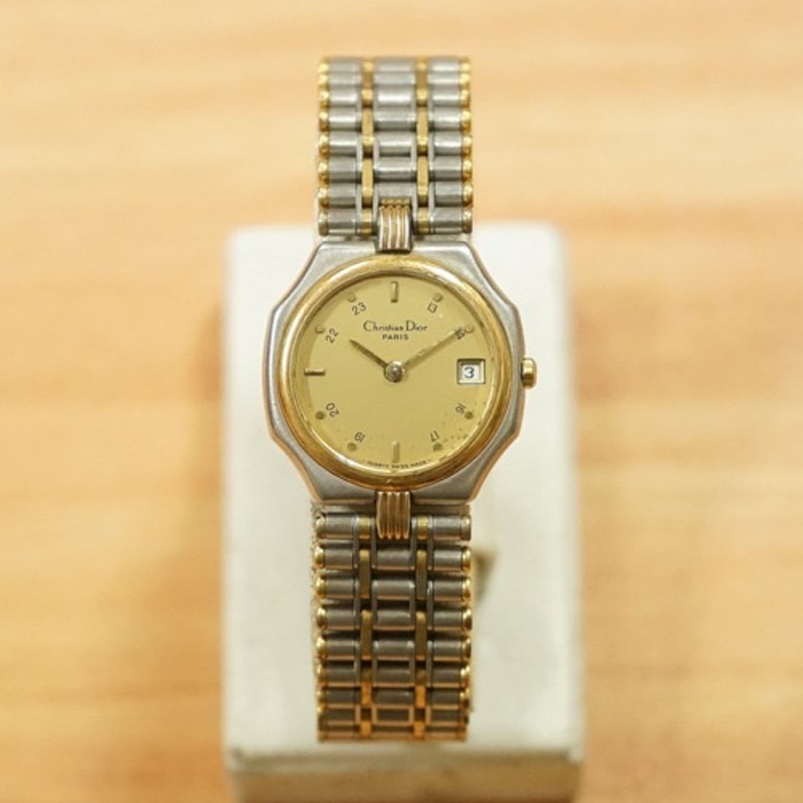 80s 크리스찬 디올 옥타곤 프레임 콤비 여성용 쿼츠 시계 상품이미지1