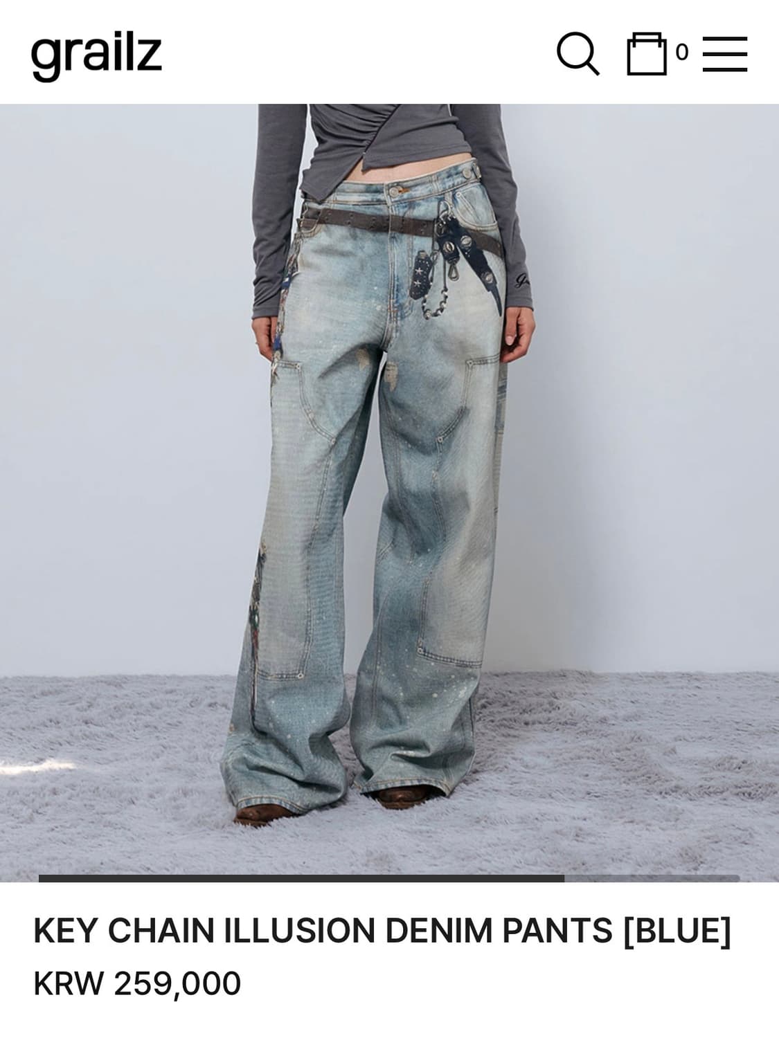 그레일즈 KEY CHAIN ILLUSION DENIM PANTS 블루 상품이미지3