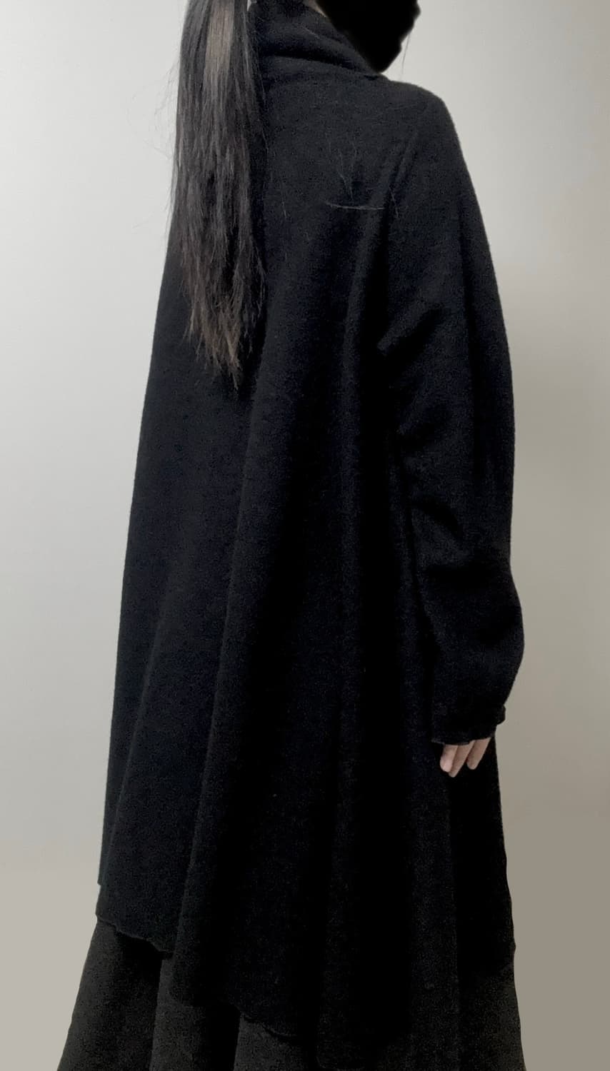 빈티지 울 플레어 롱 코트 가디건 블랙 상품이미지2