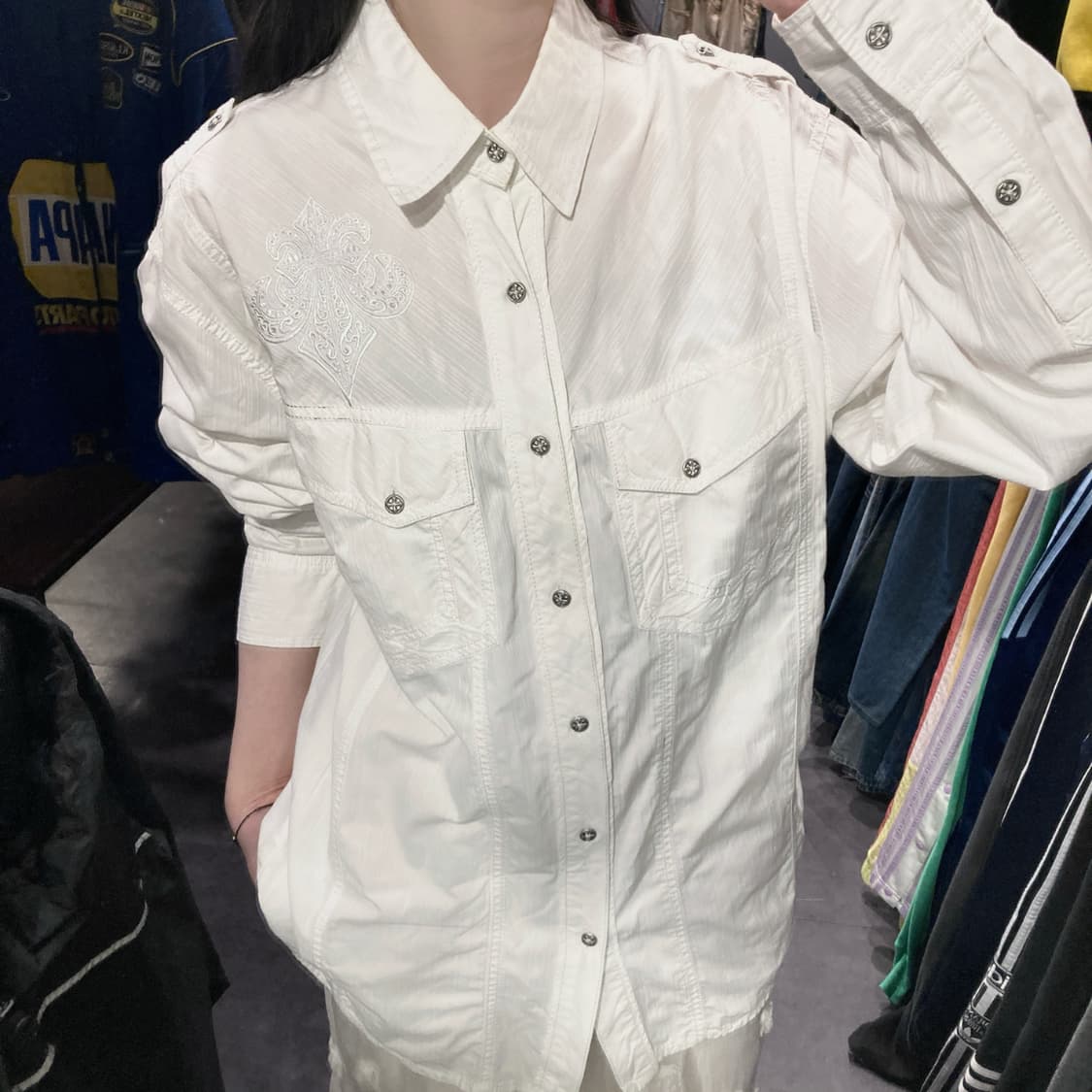 [IM] vtg 화이트 자수 웨스턴 셔츠 상품이미지7