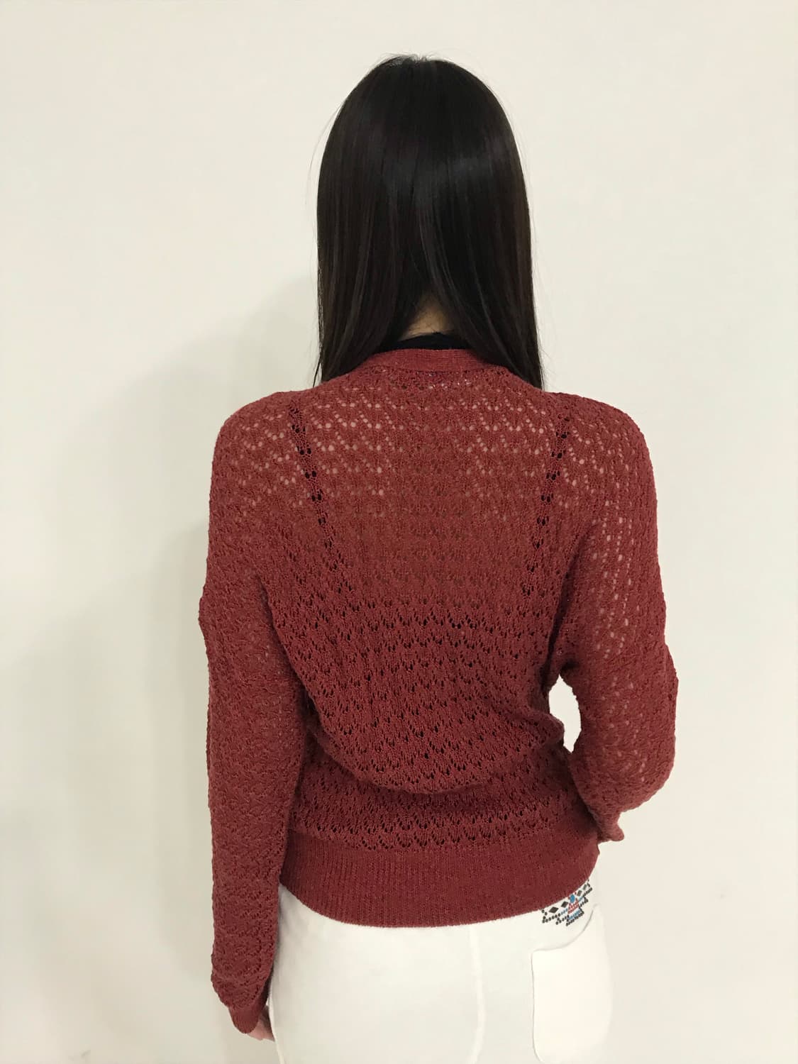 버건디 텍스처 가디건 상품이미지2