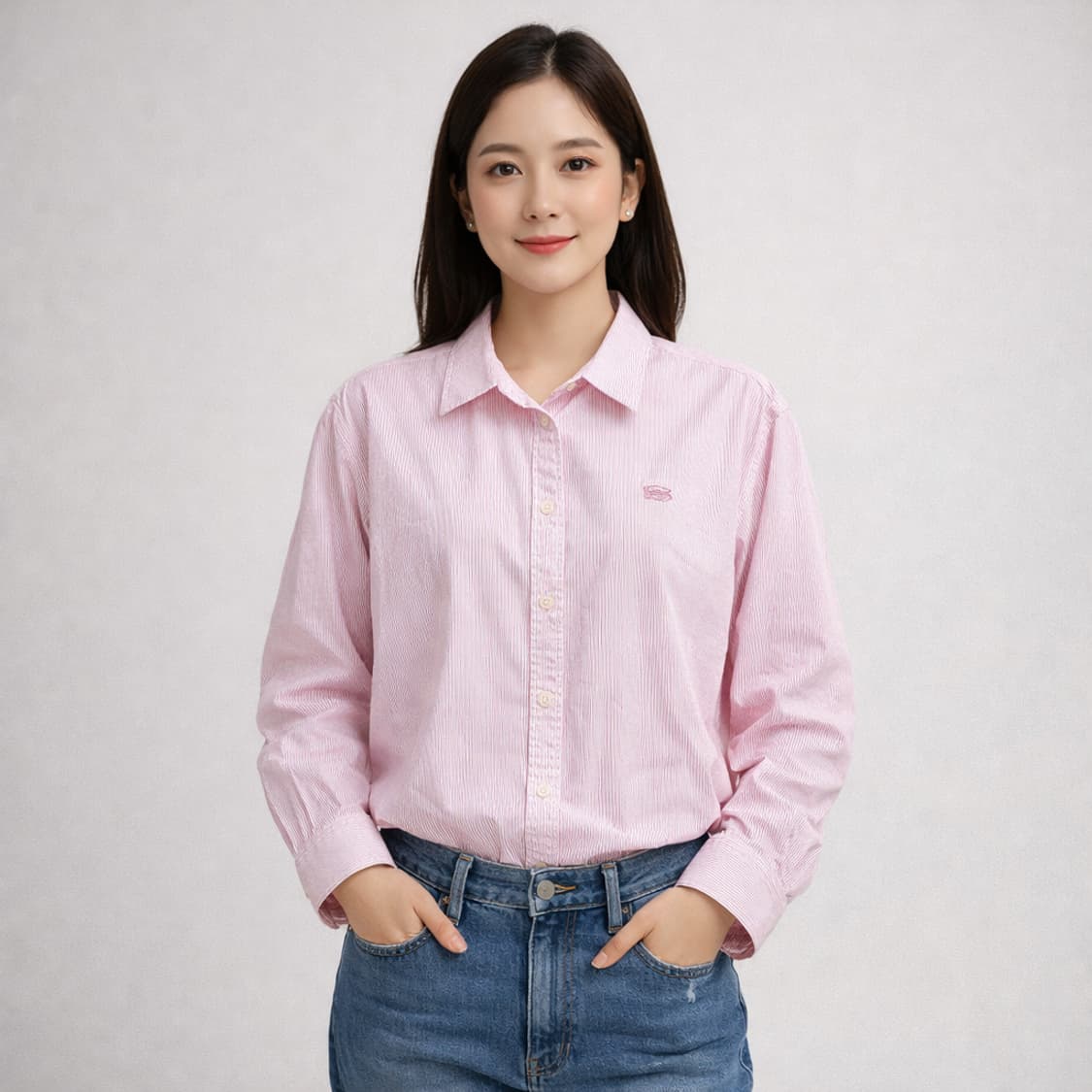 더바넷 핑크 스트라이프 셔츠 상품이미지1