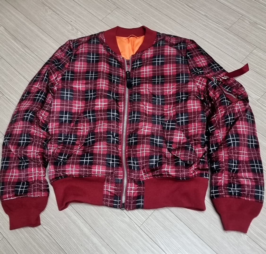 알파 ma-1 레드 체크 봄버 자켓(100) 상품이미지1