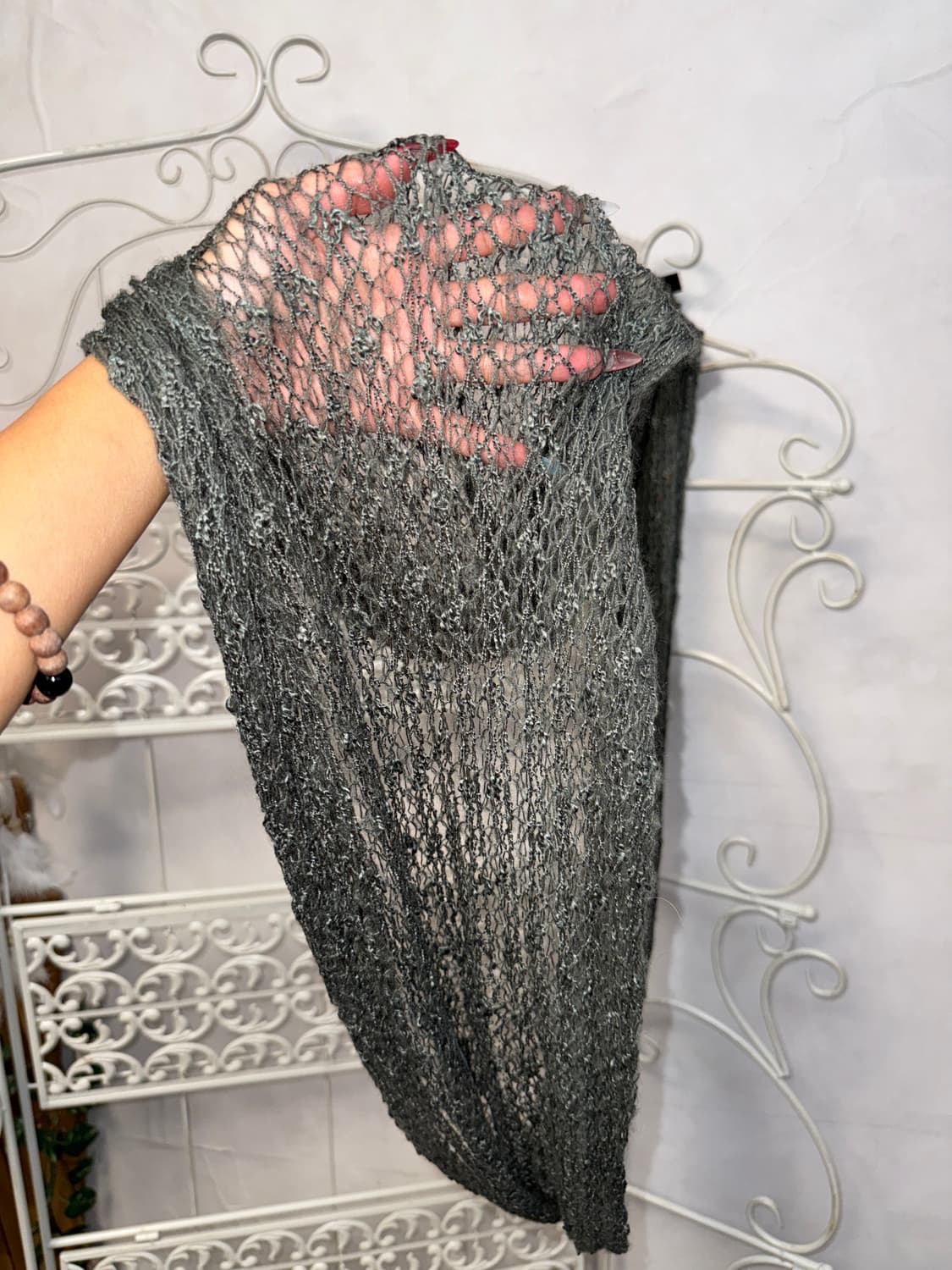 Charcoal grunge floral net warmer  상품이미지3