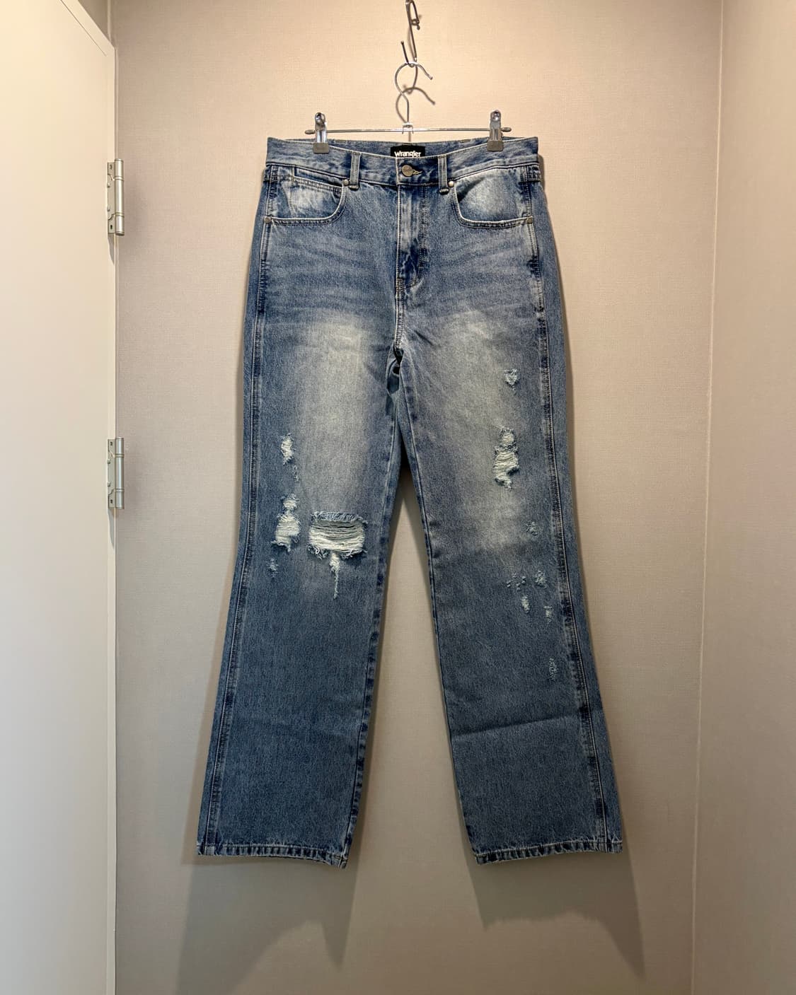 (30) 랭글러 플레어핏 호라이즌 디스트로이드 인디고 미디엄 부츠컷 상품이미지1