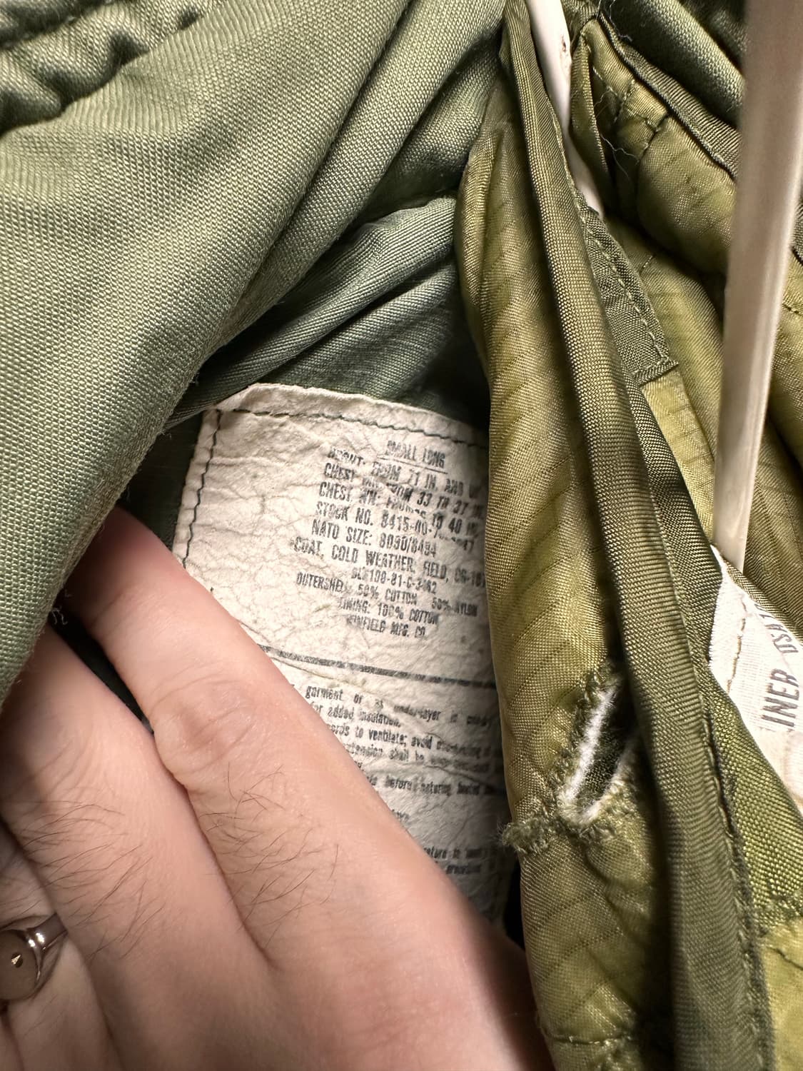 M65필드자켓 내피포함 스몰롱 사이즈 판매합니다 상품이미지4