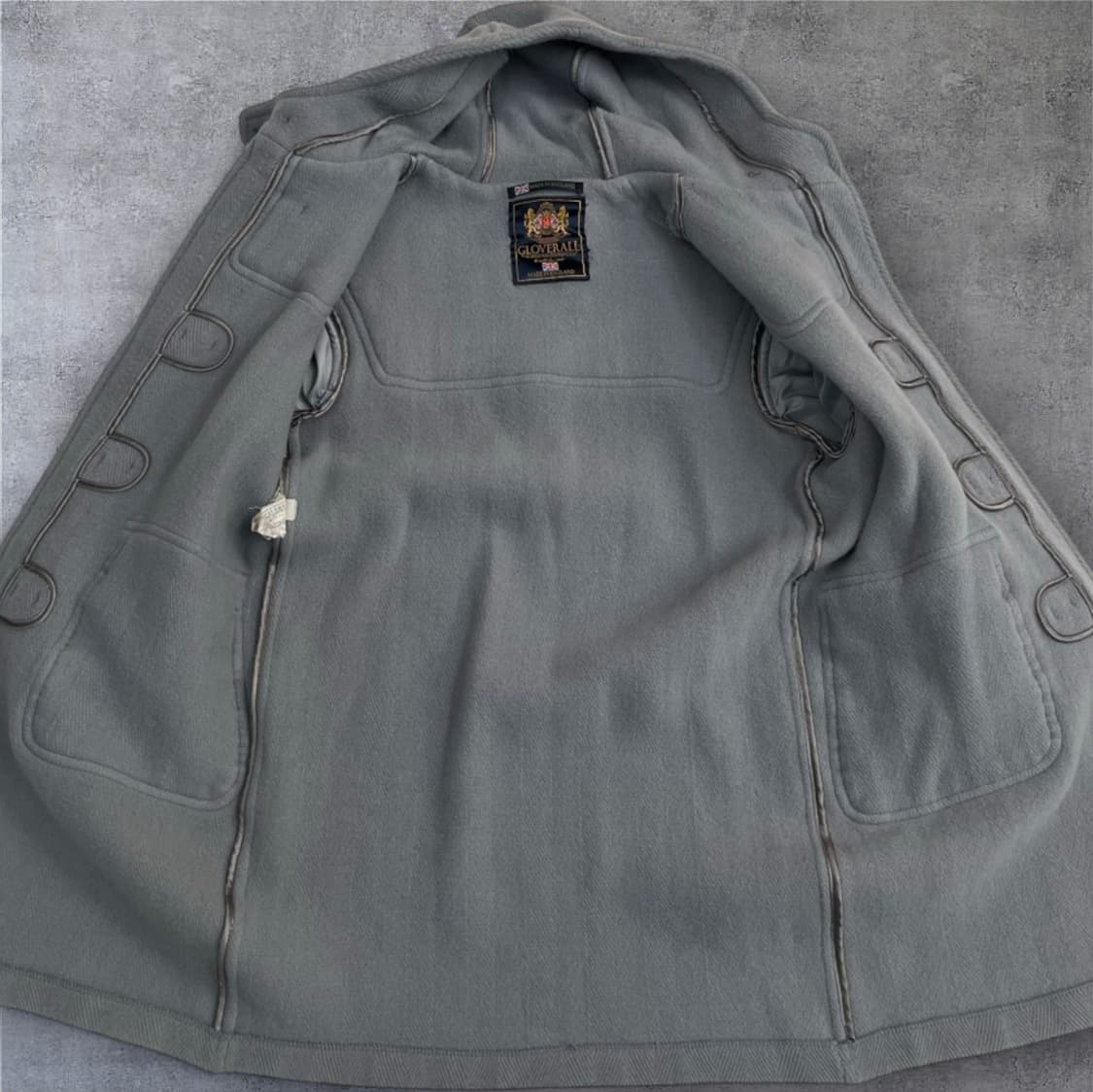 글로버올 GLOVERALL 파스텔블루 그레이 헤링본 더플코트 EUR 38 상품이미지3