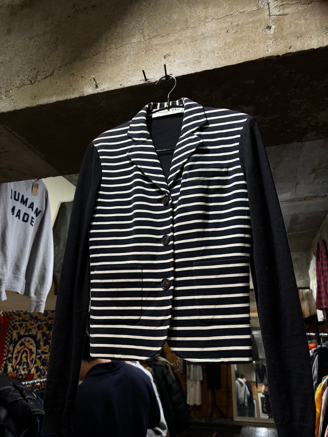 90s Christian Dior 크리스찬 디올 코튼 스트라이프 자켓 상품이미지1