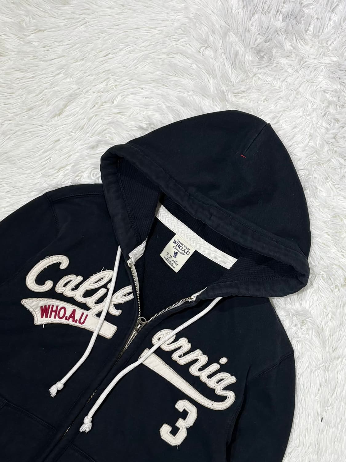 후아유 블랙 빅로고 후드집업 상품이미지4