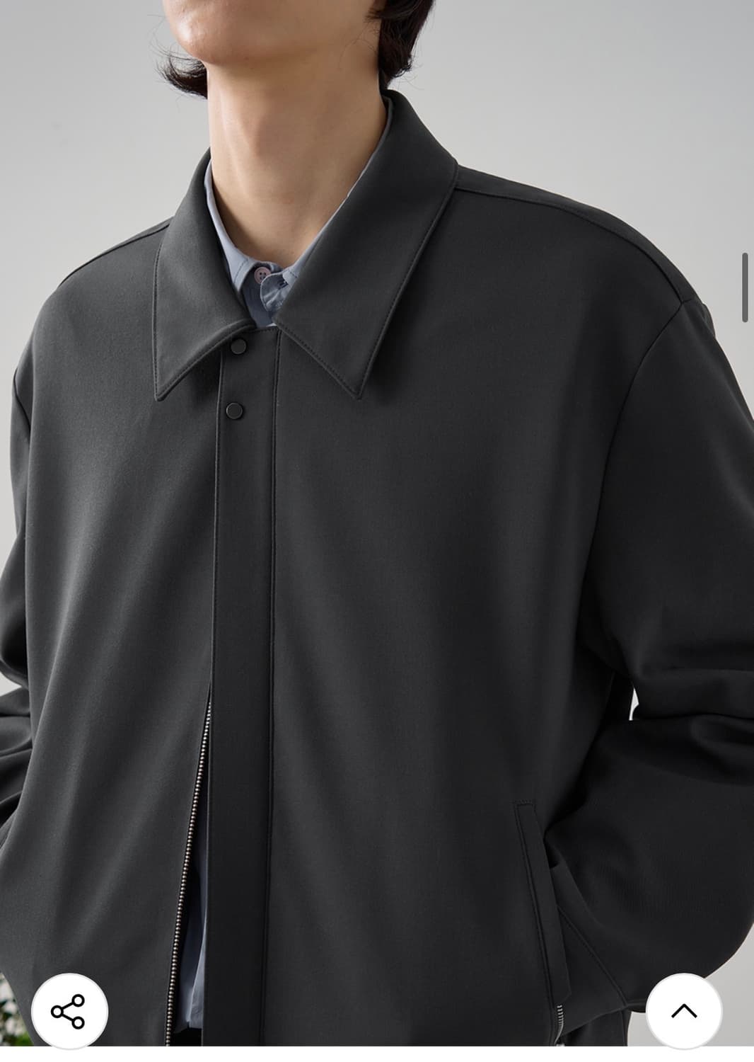 (L) 드로우핏 울 크롭 미니멀 블루종 자켓 [CHARCOAL] 판매 상품이미지6