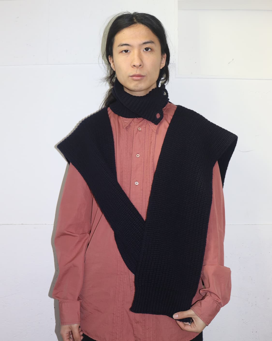 라프 시몬스 화이트 버튼 니트 케이프 상품이미지1