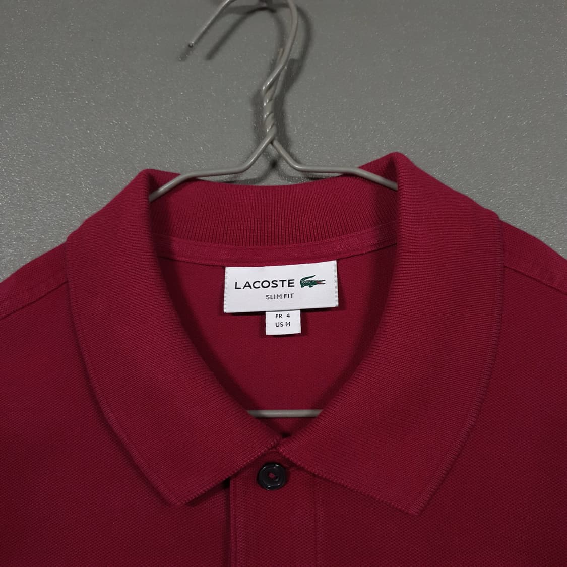 100) 라코스테 신형 크록 반팔 스트레치 폴로 셔츠 반팔 카라티 버건디 상품이미지5