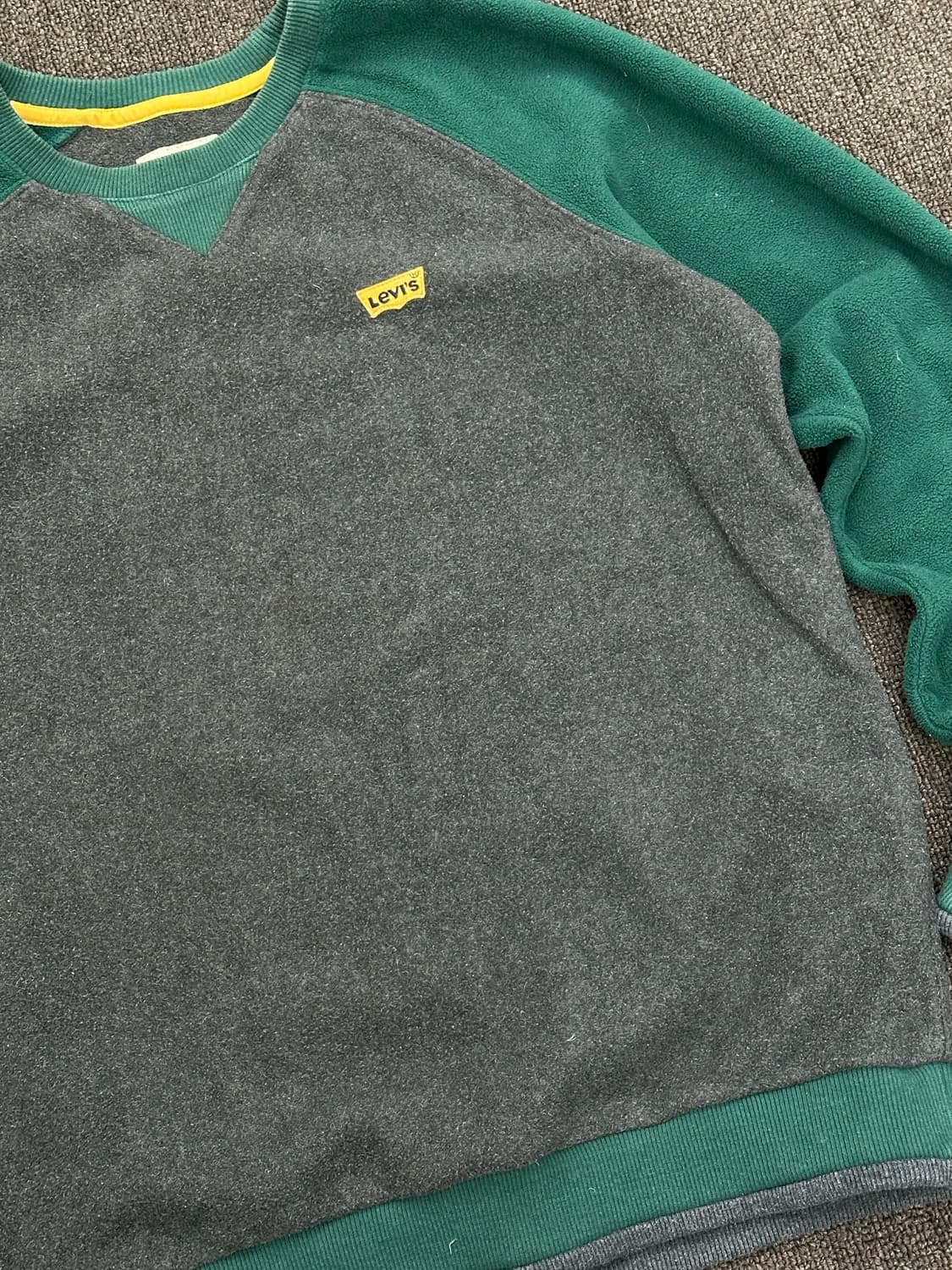 165)리바이스 빈티지 그린 차콜 배색 플리스 스웻셔츠 상품이미지2