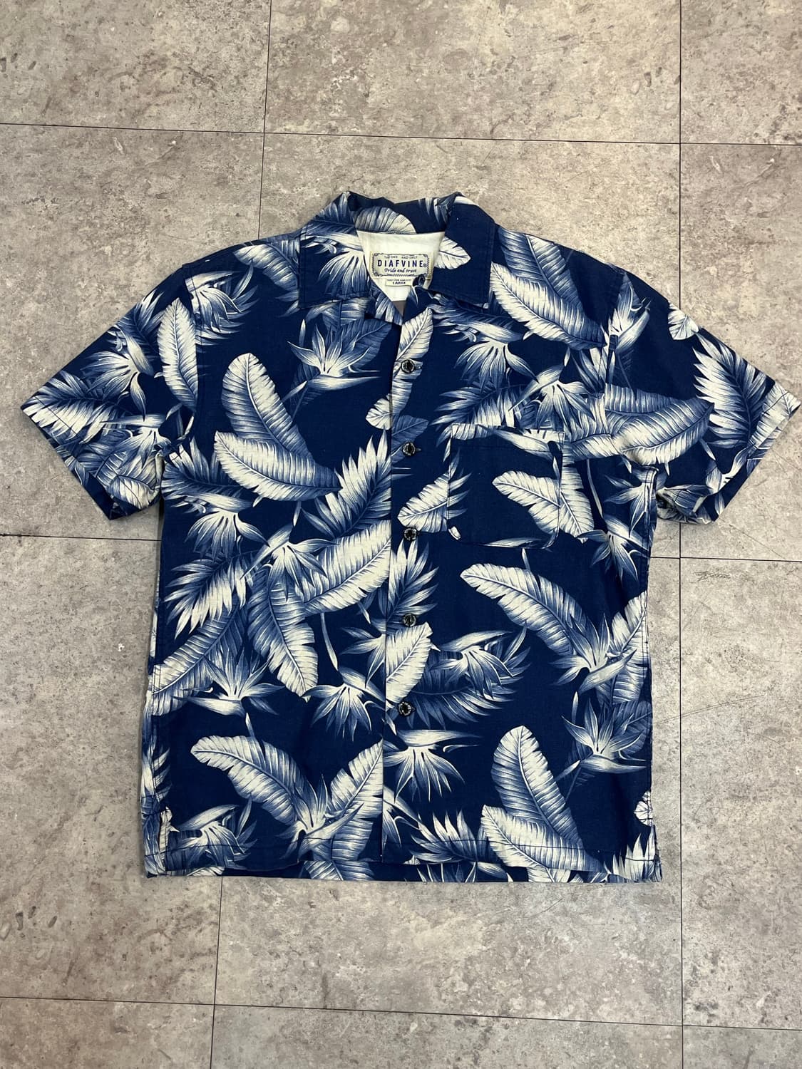 디아프바인 하와이안 반팔 셔츠 네이비 L #csz3509 상품이미지4