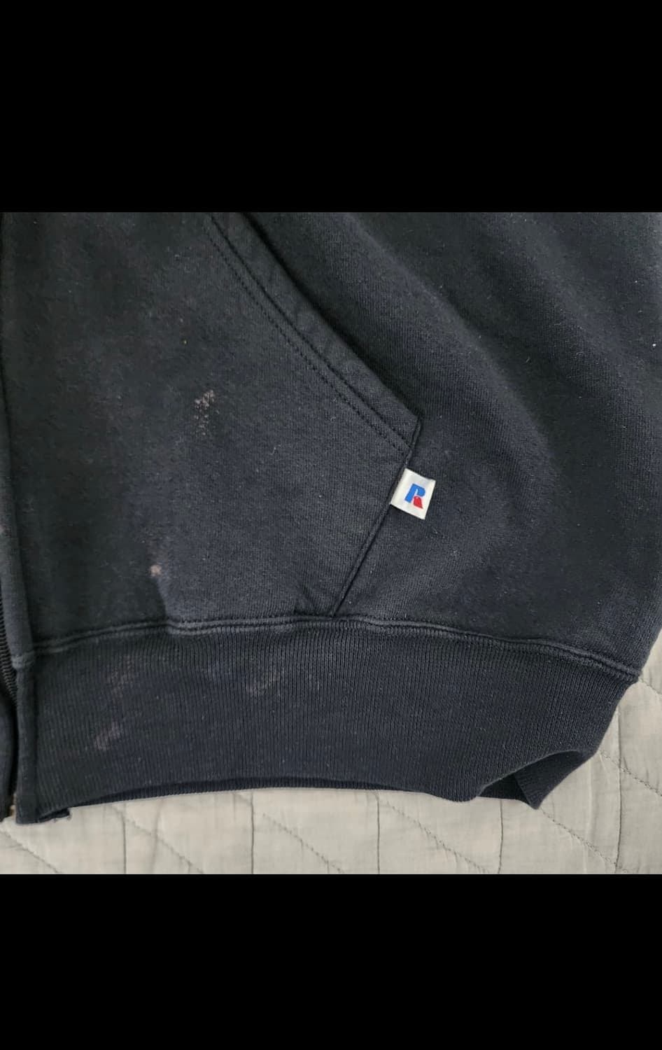 [XL] 90s 러셀 애슬레틱 빈티지 후드집업 블랙 ver. 블리칭 상품이미지3